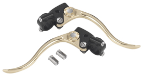 De Luxe Retro Cable Motorcycle Hand Controls Black and Brass