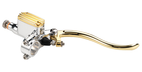 hand controls de luxe forged aluminum and brass brake master cylinder 9/16″ – polished