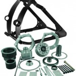 swingarm conversion kit 280/300 tire on 18×10.5 rim – 1″ axle – for 2014-17 twin cam breakout with OEM brake caliper