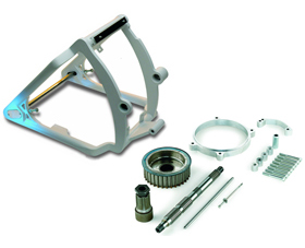 swingarm conversion kit 280300 tire on 18x10.5 rim - 3-4 axle - for 1991-99 evolution softail with pulley-brake kit