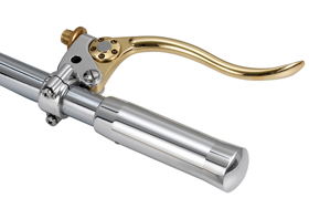 hand controls de luxe forged aluminum and brass brake lever assembly – polished