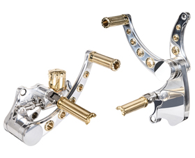 forward controls custom with brass gems for for 2000-up twin cam softails – polished