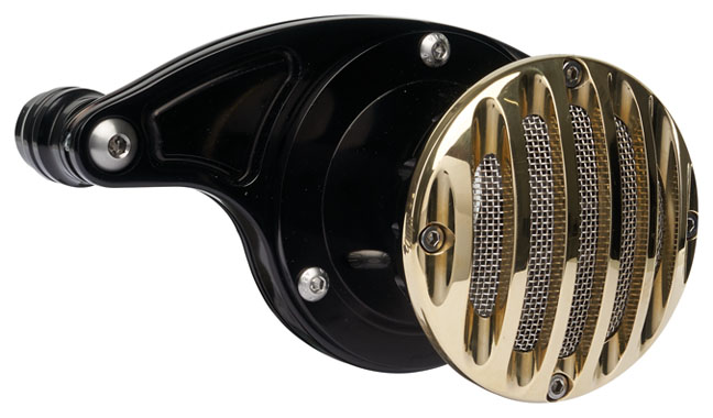 velocity stack grill for milwaukee 8 engine black – brass grill