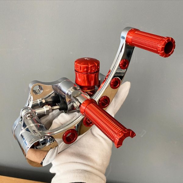 Custom Motorcycle Forward Controls with Brass Gems for Twin Cam