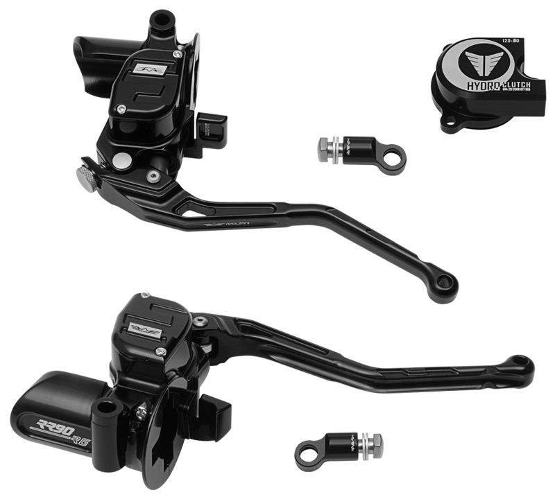 hand controls radial brake master cylinder + hydraulic clutch for stock harley switches for touring models – black