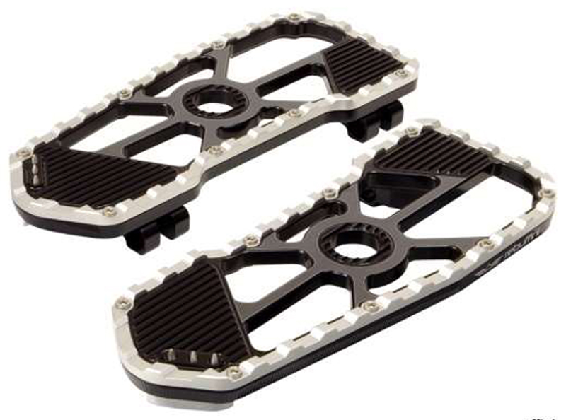 floorboards bagger for 1986-up harley touring models – pair – black and silver