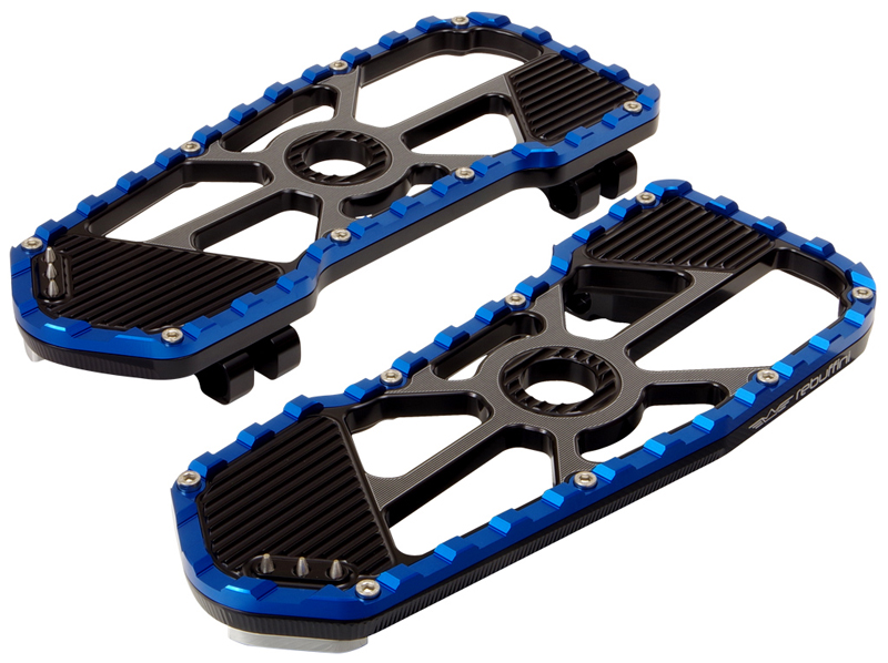 floorboards bagger for 1986-up harley touring models – pair – black and blue
