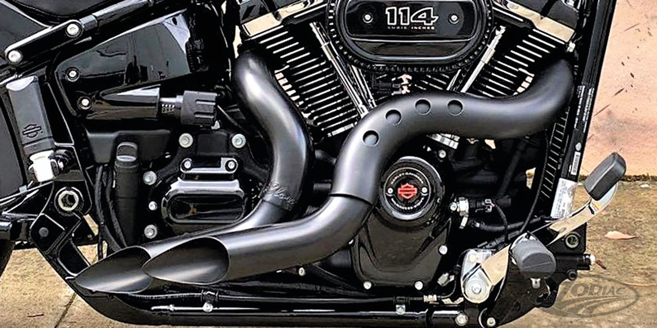 exhaust system blow for milwaukee eight softail cable clutch models – flat black