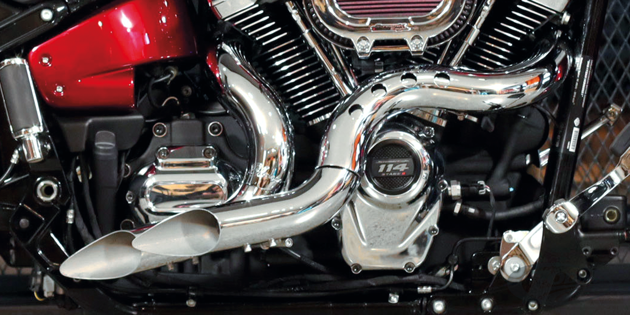 exhaust system blow for milwaukee eight softail cable clutch models – chromed