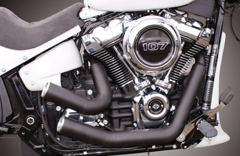 exhaust system dragster for milwaukee eight softail models – flat black